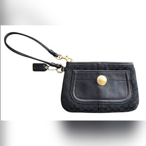 Coach Y2K black canvas & leather signature monogram wristlet VGUC